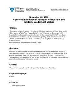 November 09, 1989 Conversation between Chancellor Helmut Kohl