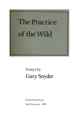 The Practice of the Wild