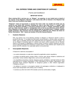 DHL EXPRESS TERMS AND CONDITIONS OF CARRIAGE (&ldquo;Terms