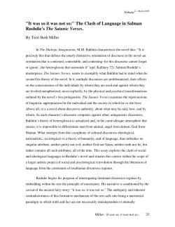 "It was so it was not so:" The Clash of Language in Salman