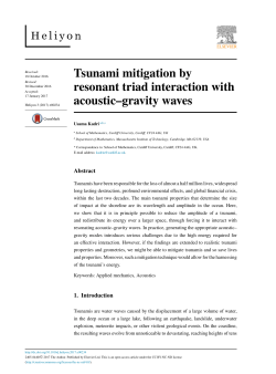 Tsunami mitigation by resonant triad interaction with acoustic