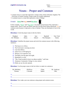 Nouns – Proper and Common