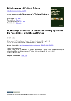 British Journal of Political Science Must Europe Be Swiss? On the
