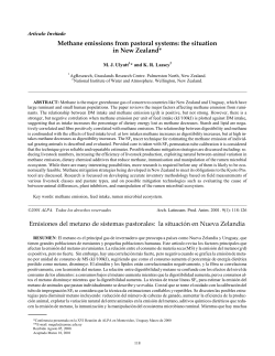 Methane emissions from pastoral systems: the situation in New