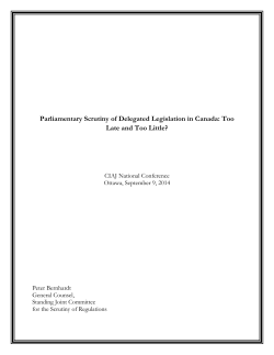 Parliamentary Scrutiny of Delegated Legislation in Canada: Too