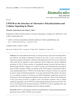 CPSF30 at the Interface of Alternative Polyadenylation and Cellular