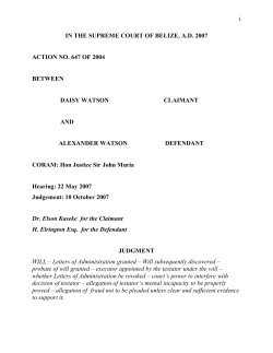 Supreme Court Claim No.647 of 2004 - WATSON v