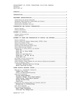 DEPARTMENT OF STATE TREASURER POLICIES MANUAL