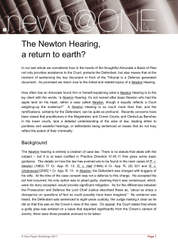 The Newton Hearing, a return to earth?