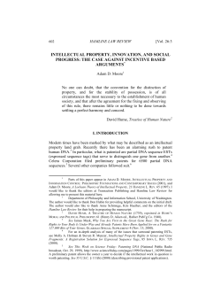 intellectual property, innovation, and social progress: the case