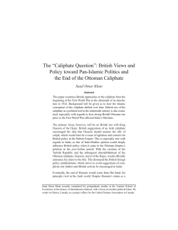 The &ldquo;Caliphate Question&rdquo;: British Views and Policy toward Pan