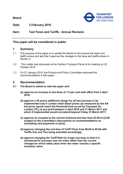 Board Date: 3 February 2016 Item: Taxi Fares and Tariffs
