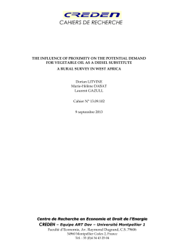 LISTE DES CAHIERS DE RECHERCHE CREDEN*