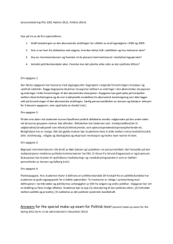 Answers for the special make-up exam for Politisk teori