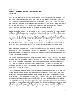 Dave Johnson Sermon: “The End of the Story” (Revelation 21:1
