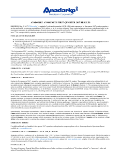 Anadarko Announces First-Quarter 2017 Results