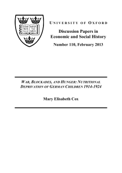 Nutritional Deprivation of German Children 1914-1924