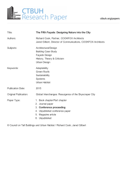 The Fifth Fa&ccedil;ade: Designing Nature into the City 3. Conference