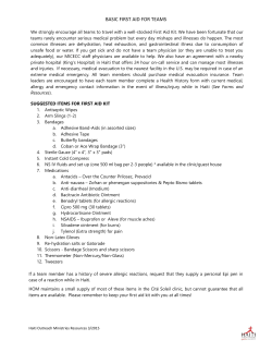 basic first aid for teams - Haiti Outreach Ministries