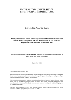 Centre for First World War Studies A Comparison of the British