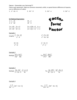 Opener &ndash; Remember your factoring??? Factor each expression