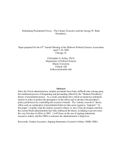 Rethinking Presidential Power&mdash;The Unitary Executive and the