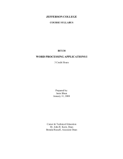JEFFERSON COLLEGE WORD PROCESSING APPLICATIONS I