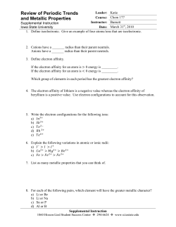 Review of Periodic Trends and Metallic Properties