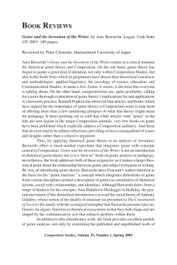 Genre and the Invention of the Writer, by Anis Bawarshi