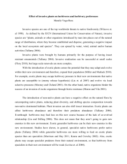 Effect of invasive plants on herbivores and herbivory preferences