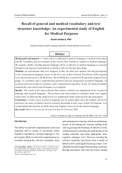 Recall of general and medical vocabulary and text structure