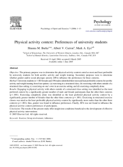 Physical activity context: Preferences of university students