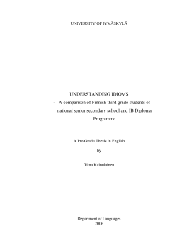UNDERSTANDING IDIOMS - A comparison of Finnish third grade