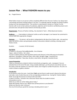 Lesson Plan : What FASHION means to you