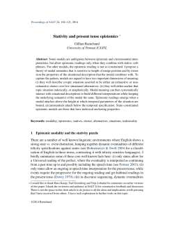 Stativity and present tense epistemics