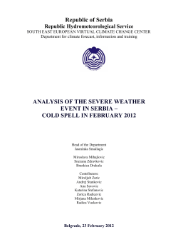 Republic of Serbia ANALYSIS OF THE SEVERE WEATHER EVENT