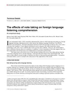 The effects of note taking on foreign language listening