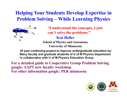 Helping Your Students Develop Expertise in Problem Solving