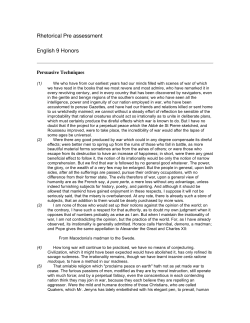 Rhetorical Pre assessment English 9 Honors