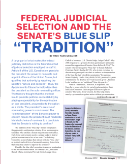 Federal Judicial Selection and the Senate`s Blue Slip &ldquo;Tradition&rdquo;