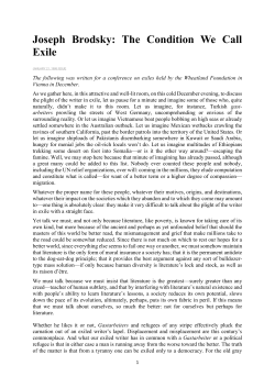 Joseph Brodsky: The Condition We Call Exile