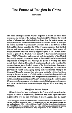 "The Future of Religion in China," Religion in Communist Lands 8.1