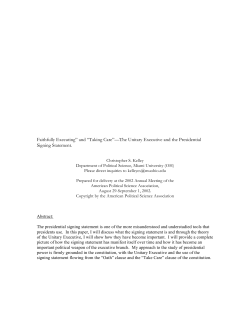 Faithfully Executing&rdquo; and &ldquo;Taking Care&rdquo;&mdash;The