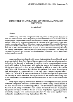 COMIC STRIP AS LITERATURE: ART SPIEGELMAN`S MAUS IN