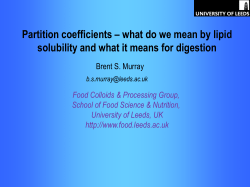 Keynote - Partition coefficients - what do we mean by lipid solubility