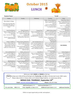 MENUS DUE: THURSDAY, September 24th