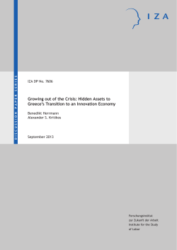 Growing out of the Crisis: Hidden Assets to Greece`s Transition