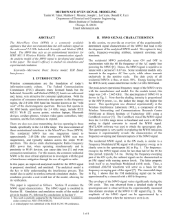 microwave oven signal modeling abstract i. introduction ii. mwo