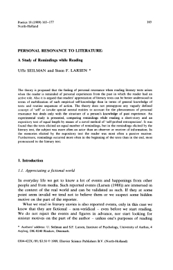 PERSONAL RESONANCE TO LITERATURE