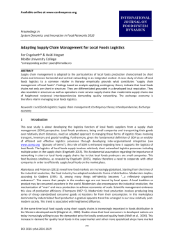 Adapting Supply Chain Management for Local Foods Logistics